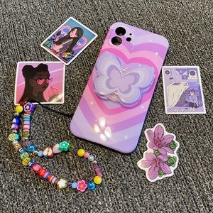 Purple Butterfly Heart iPhone 12 case